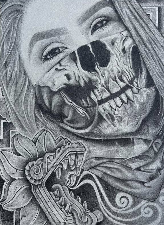 Freehand graphite portrait of Ana Lilia