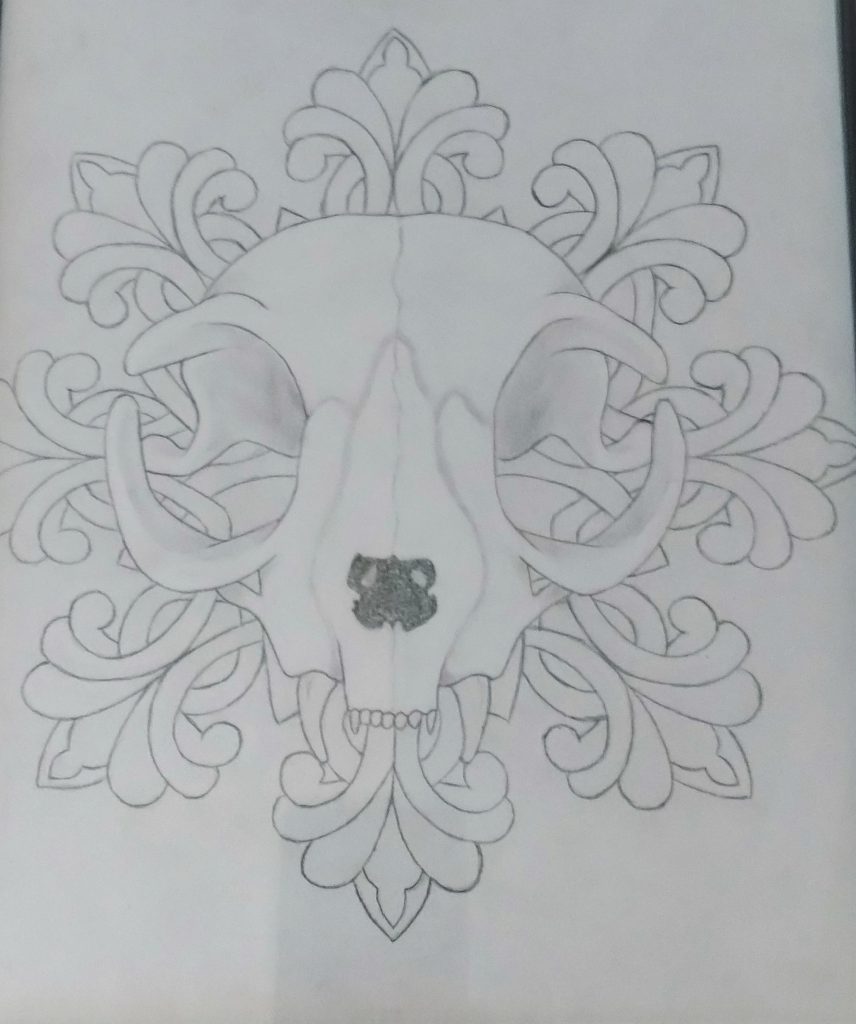 Mandala & cat skull for an